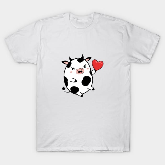 Happy cow with heart, Cute cow, Bull, Valentines day, Cute sticker, Kawaii cow T-Shirt by KristinityArt